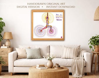 Warrior Pose Yoga Printable Wall Art, Virabhadrasana Yoga Download