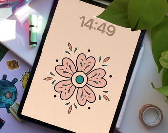 Smartphone/tablet wallpapers, hand-drawn illustration: flower