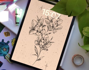 Smartphone/tablet wallpapers, hand-drawn illustration: bouquet of flowers