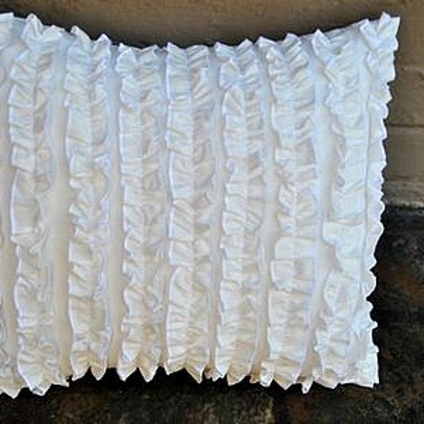 White ruffle pillow cover - 20 x 20 inches