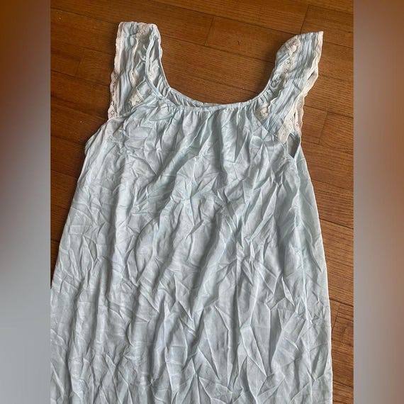 VTG 60/70s Pastel blue Tricia maxi nightgown lace trim boho coquette sleepwear S