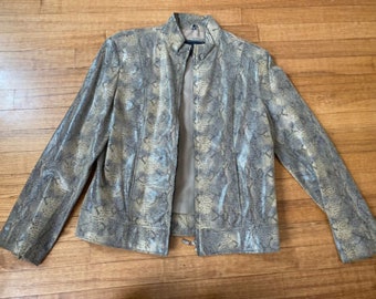 Vintage Adler Collection Womens Snake Print 100% Leather Jacket Size Medium