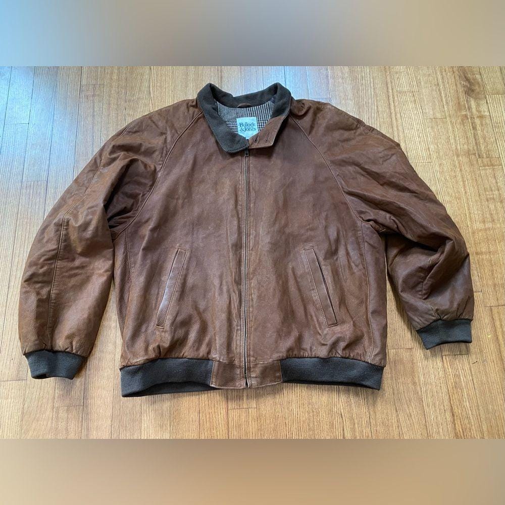 VTG 90s Bullock & Jones Leather Bomber Jacket Sz L - SF Heritage