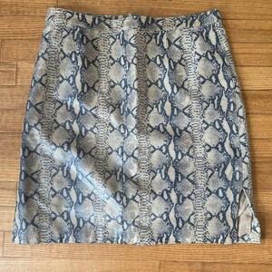 Vintage Colebrook &Co 100% Leather Snakeskin Skirt Size 14 Y2K Python Print Mini