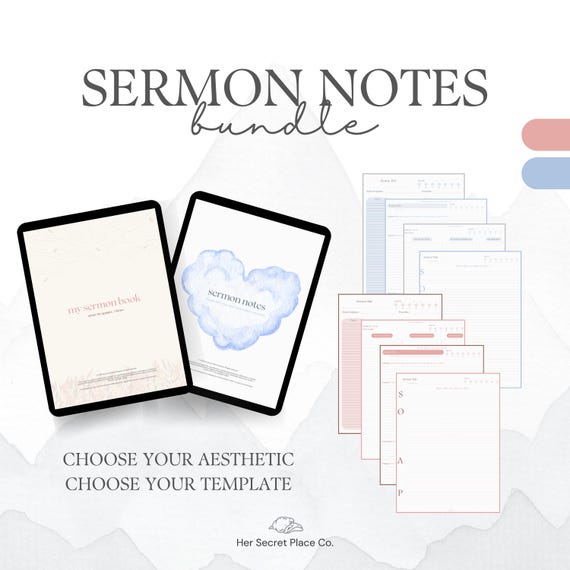 Digital Sermon Notes Template | SOAP Bible Study, GoodNotes, Notability (PDF)