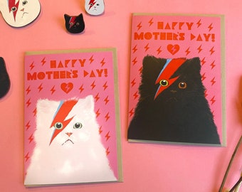Mother's Day Card with Cat with Glasses, Cat Lover Mummy Card for Cat Mum.