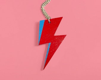 Lightning Bolt Statement Necklace Birthday Gift for Friend, Eco-Friendly Jewellery in Sustainable Wood.