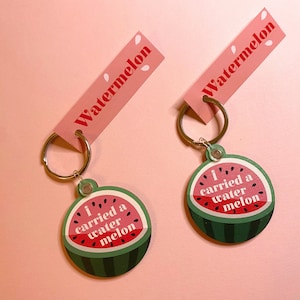 Dirty Dancing Keyring, I Carried a Watermelon Eco-Friendly Key Fob Birthday Gift for Friend, Sustainable Wood Keychain. image 1