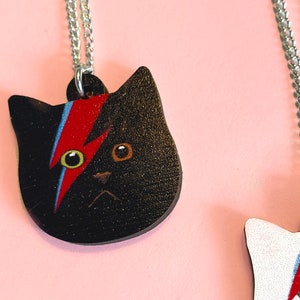 Black Cat Necklaces for Women or Men, Eco Friendly Gifts for Cat Mum, Handmade Sustainable Wood Jewellery.