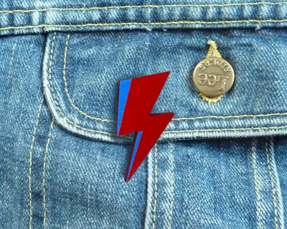 Lightning Bolt Pin Badge Made From Sustainable Wood, Red and Blue  Eco-friendly Jewellery Gift for Women or Men. -  Canada