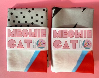 Grey Tea Towel Set with Ziggy Stardust Cat, New Home Gift for Men Who Love Cats, Anniversary or Wedding Present for Gay Couple.