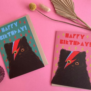 Black Cat Birthday Card for Woman or Man with Meowie Cat for Cat Mum or Cat Dad. image 1