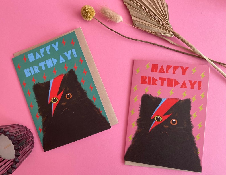 Black Cat Birthday Card for Woman or Man with Meowie Cat for Cat Mum or Cat Dad. image 1