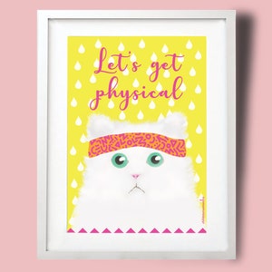 Cat Motivational Wall Art, Sporty Birthday Gift for Cat Lover, Fitness Poster for Her or Him.