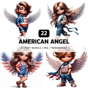 22 American Angel PNG, Angel Clipart, America PNG, Whimsical Clipart, Fantasy Clipart, Angel Gift, Sublimation Designs, Digital Download