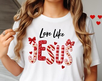 Love Like Jesus PNG, gehaakte Valentijnsclipart (digitale download)