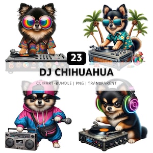 23 DJ Chihuahua PNG, Chihuahua Clipart, Animal png, Funny Animal Clipart, Quirky Animals, PNG Bundle, Sublimation Designs, Digital Download