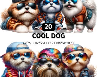 20 Cool Dog PNG, Funny Quirky Animal Clipart Bundle for Sublimation & Crafts