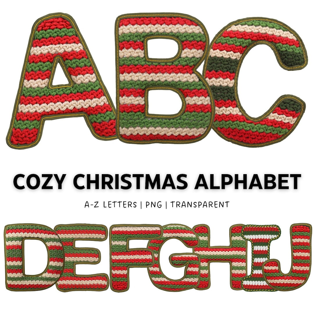 26 Cozy Christmas Alphabet PNG – Crochet Christmas Letters Clipart ...