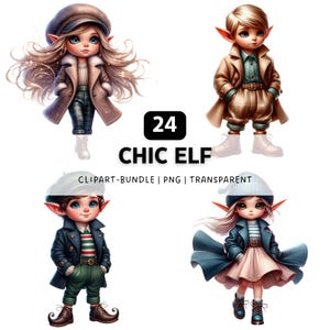 24 Chic Elf PNG, Elf Clipart, Elf Printable, Elves PNG, Elves Clipart, Fantasy Clipart, PNG Bundle, Sublimation Designs, Digital Download