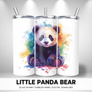 Animal Tumbler Wrap Little Panda, Panda PNG, 20oz Tumbler PNG, 20 oz Sublimation, Skinny Tumbler Wrap, Sublimation Designs, Digital Download