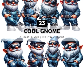 23 Cool Gnome PNG, Whimsical Fantasy Clipart Bundle for Sublimation & DIY Crafts