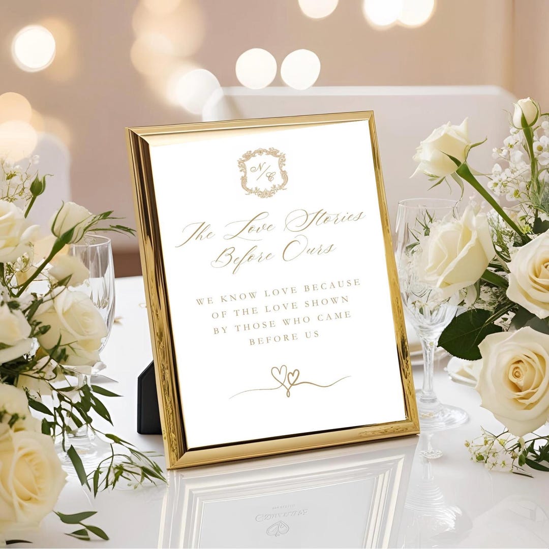 Elegant Wedding Sign “the Love Stories Before Ours” – Customizable ...
