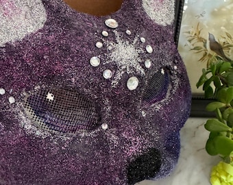 Purple Galaxy Sparkly Furry Mask - Handmade Cosplay Mask