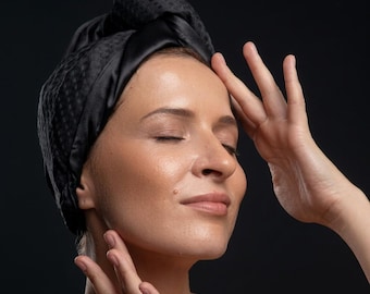 Hair Drying Turban, Silk Hair Turban, Quick Dry Hair Towel, Anti Frizz Hair Wrap, Spa Hair Wrap, Sauna Hair Protection, Cotton Silk Turban