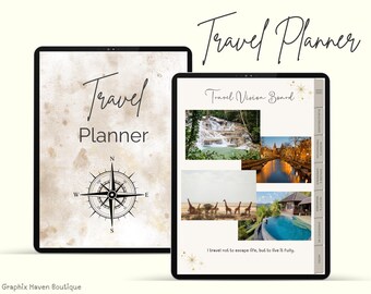 Travel Planner | Digital Travel Planner for iPad & Tablet | Itinerary, Budget, Packing, Travel Journal, Goodnotes, Vacation Holiday Planner