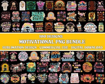100+ Motivational PNG Bundle, Positive Quotes, Uplifting Sayings, Digital Download