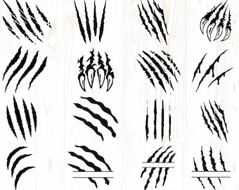 Paquete SVG de arañazos de garras: Imágenes prediseñadas de marcas de garras de dinosaurio (descarga digital)