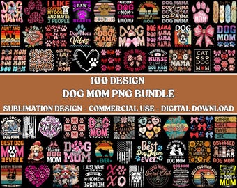Paquete de más de 100 imágenes PNG de mamás de perros, citas divertidas, imágenes prediseñadas florales, descarga digital