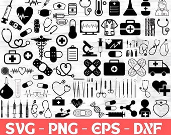 Medical Icons Clipart SVG Bundle: Doctor, Nurse, Hospital (Digital Download)