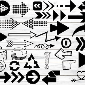 Pijlen SVG-bundel: handgetekende pijlborden, hartpijl (bestanden knippen)