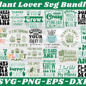 Plant SVG Bundle: Plant Lover & Mom Quotes (Digital Files)