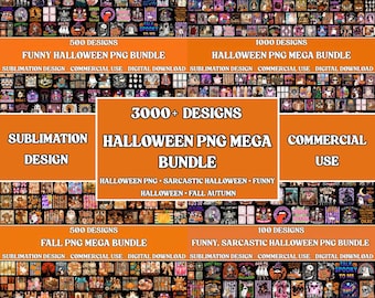 3000+ Halloween PNG Mega Bundle, Spooky Vibes, Trick Or Treat, Retro Horror, Digital Download