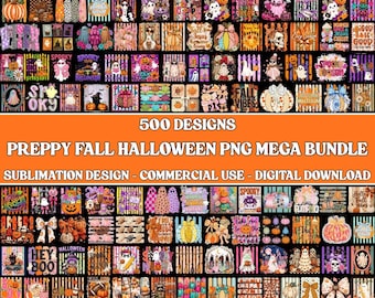 Colorful Preppy Fall PNG Bundle, Autumn Halloween Sublimation, Pumpkin Ghost Thanksgiving Shirt, Digital Download