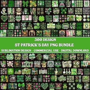 300+ St Patrick’s Day PNG Bundle, Retro Shamrock, Lucky Irish Coquette, Glitter Brushstroke Designs