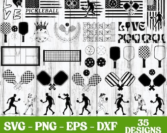 Pickleball SVG-paket: Paddel- och bolldesigner för Cricut, Silhouette