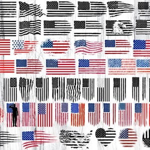 Distressed American Flag SVG Bundle: Patriotic Designs (Digital Download)
