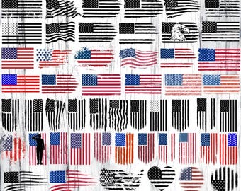Distressed American Flag SVG Bundle: Patriotic Designs (Digital Download)
