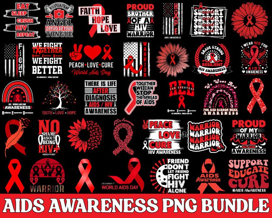 Hiv Ribbon Designs HIV/AIDS Awareness Png Bundle: Red Ribbon Designs (sublimation) - Etsy