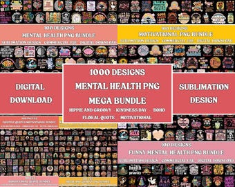 1000+ Mental Health PNG Mega Bundle, Positive Boho Inspirational Self Care Sticker, Digital Download