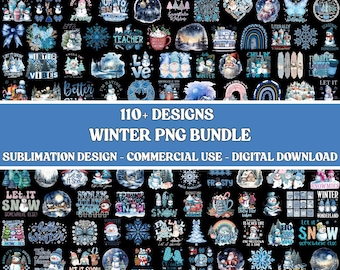 Winter PNG Bundle : 110+ Snowman, Reindeer, Penguin Clipart (Digital Download)