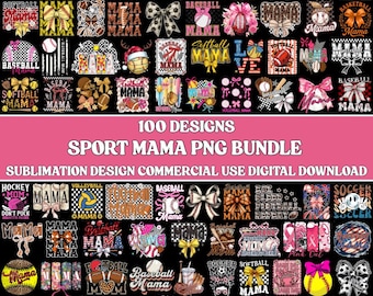 100+ Sports Mom png-bundel: voetbal, honkbal, basketbal, volleybal, voetbal, softbal, digitale download