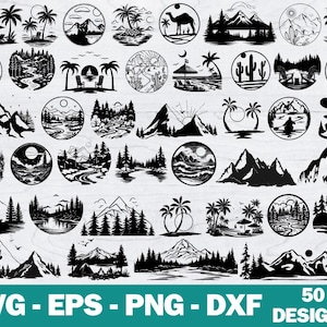 Forest Landscape SVG Bundle: Nature Silhouette, Laser Cut Files