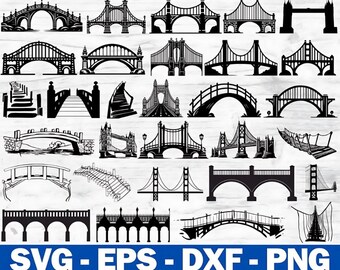 Bridge SVG Bundle, Path Silhouette, Golden Gate Cricut (Digital Files)