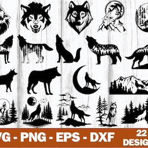 Howling Wolf SVG Bundle: Moon & Outdoors Clipart (Cut Files)