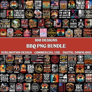 BBQ PNG-paket, roliga grilldesigner, sommarmatlagning, pappaskjorta sublimering, digital nedladdning